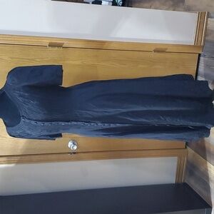 Vintage Sarah Elizabeth embellished black button down maxi Prairie dress